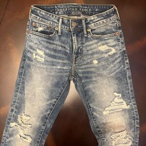 American Eagle Outfitters Dark Blue Distressed Skinny Jeans